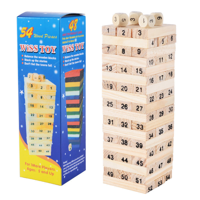 54-Layer Digital Logs Children's Early Education Puzzle Small Bricks Pro Creative Jenga Desktop Game