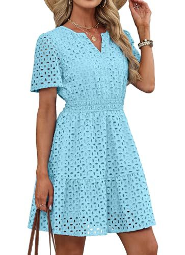 Women's Hollow-out Lace Short-sleeve Dress