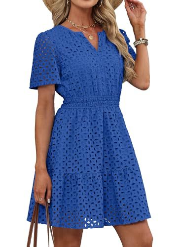 Women's Hollow-out Lace Short-sleeve Dress