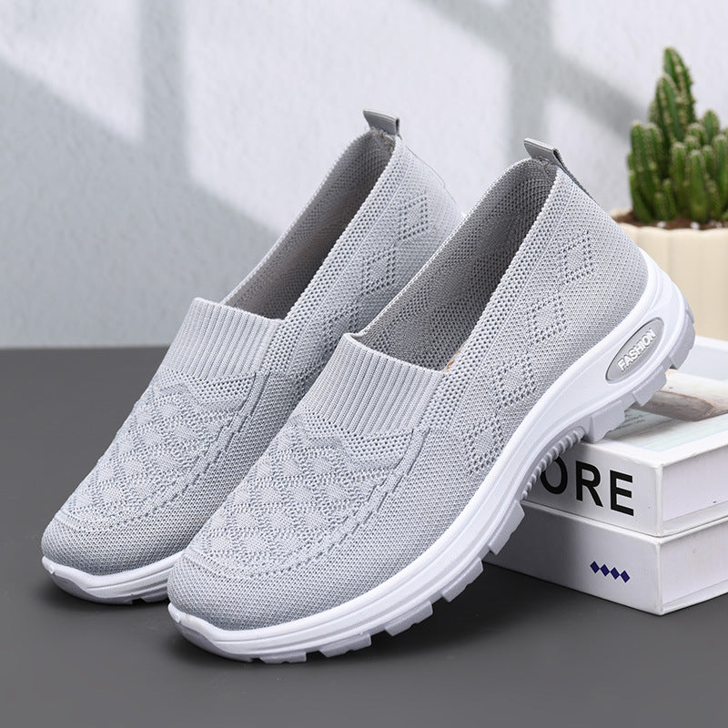 Women's Breathable Classic Style Soft Sole Non-Slip Flyknit Walking Shoes