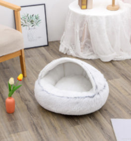 2-in-1 Dog and Cat Bed, Pet Winter Bed, Round Plush Warm Bed House, Soft Long Plush Pets Bed, Pet Products