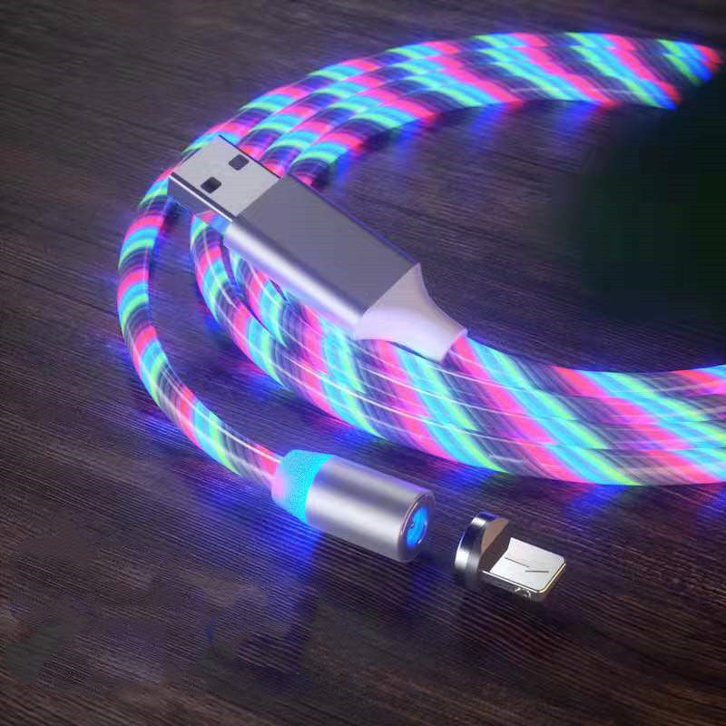 Magnetic Streamer Fast Charging Cable Lighting Micro USB Cable LED Magnet Charger Type-C Cable