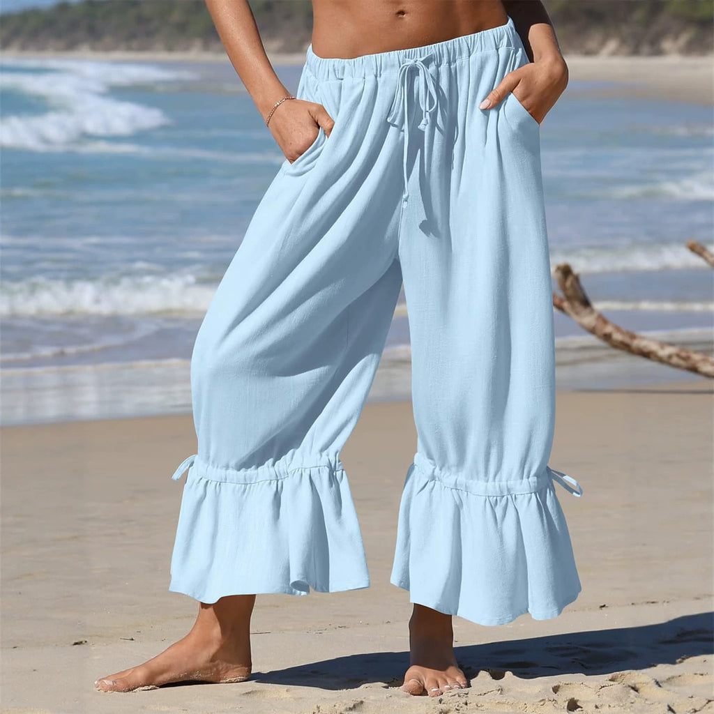 Amazon European and American Style Linen Wide-Leg Pants