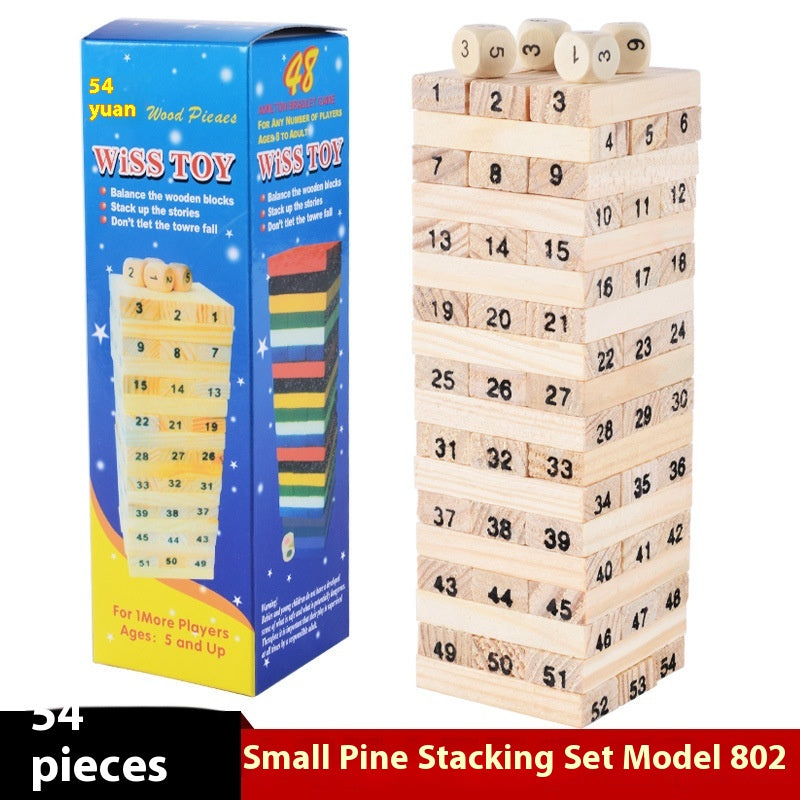 54-Layer Digital Logs Children's Early Education Puzzle Small Bricks Pro Creative Jenga Desktop Game