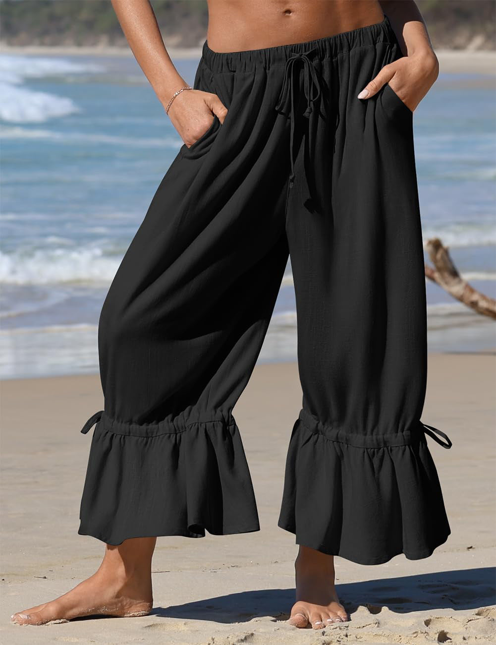 Amazon European and American Style Linen Wide-Leg Pants