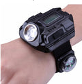 LED montre de poche lampe de poche portable USB light charge 4 mode lumière tactique lampe de poche affichage de l'heure avec boussole
