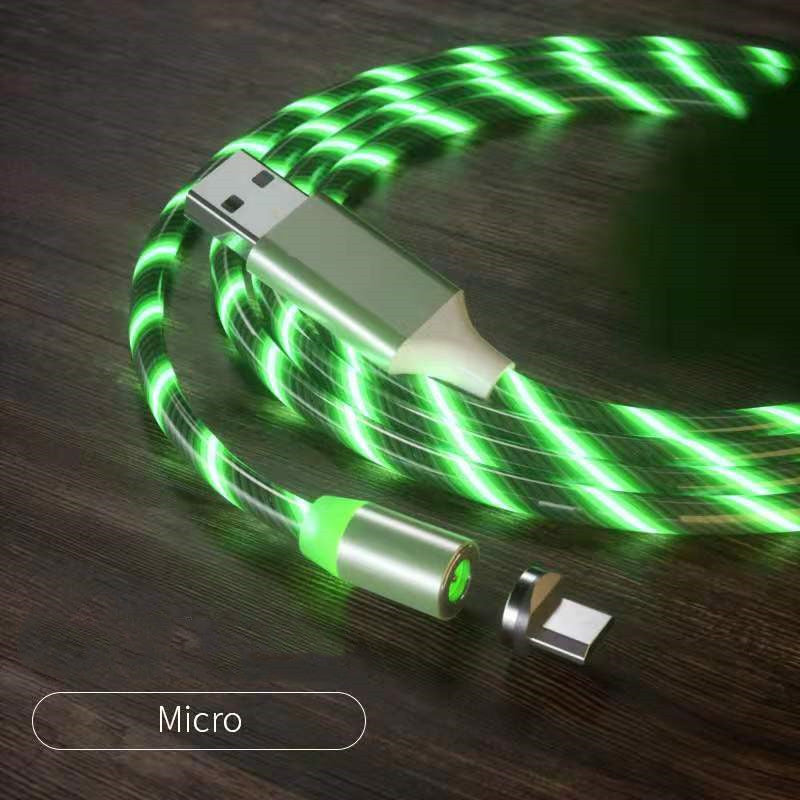 Magnetic Streamer Fast Charging Cable Lighting Micro USB Cable LED Magnet Charger Type-C Cable