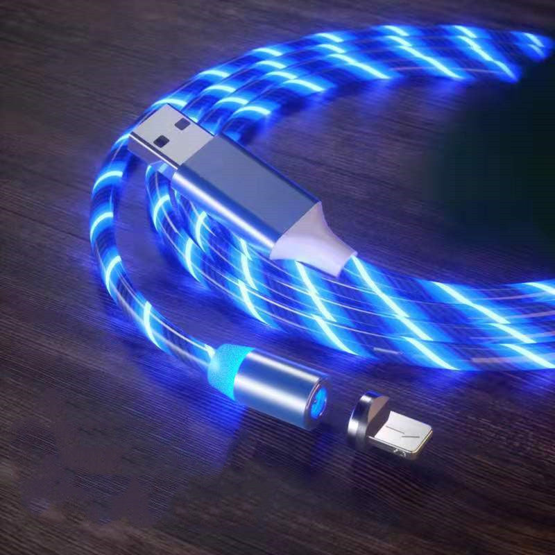 Magnetic Streamer Fast Charging Cable Lighting Micro USB Cable LED Magnet Charger Type-C Cable