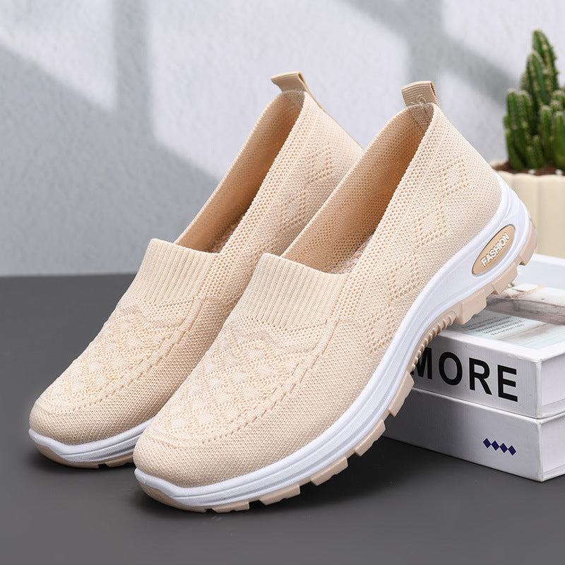 Women's Breathable Classic Style Soft Sole Non-Slip Flyknit Walking Shoes