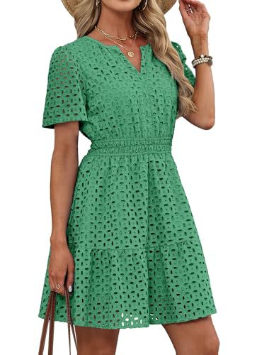 Women's Hollow-out Lace Short-sleeve Dress