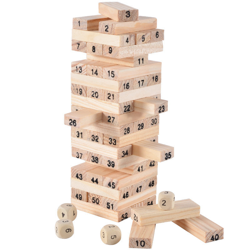 54-Layer Digital Logs Children's Early Education Puzzle Small Bricks Pro Creative Jenga Desktop Game