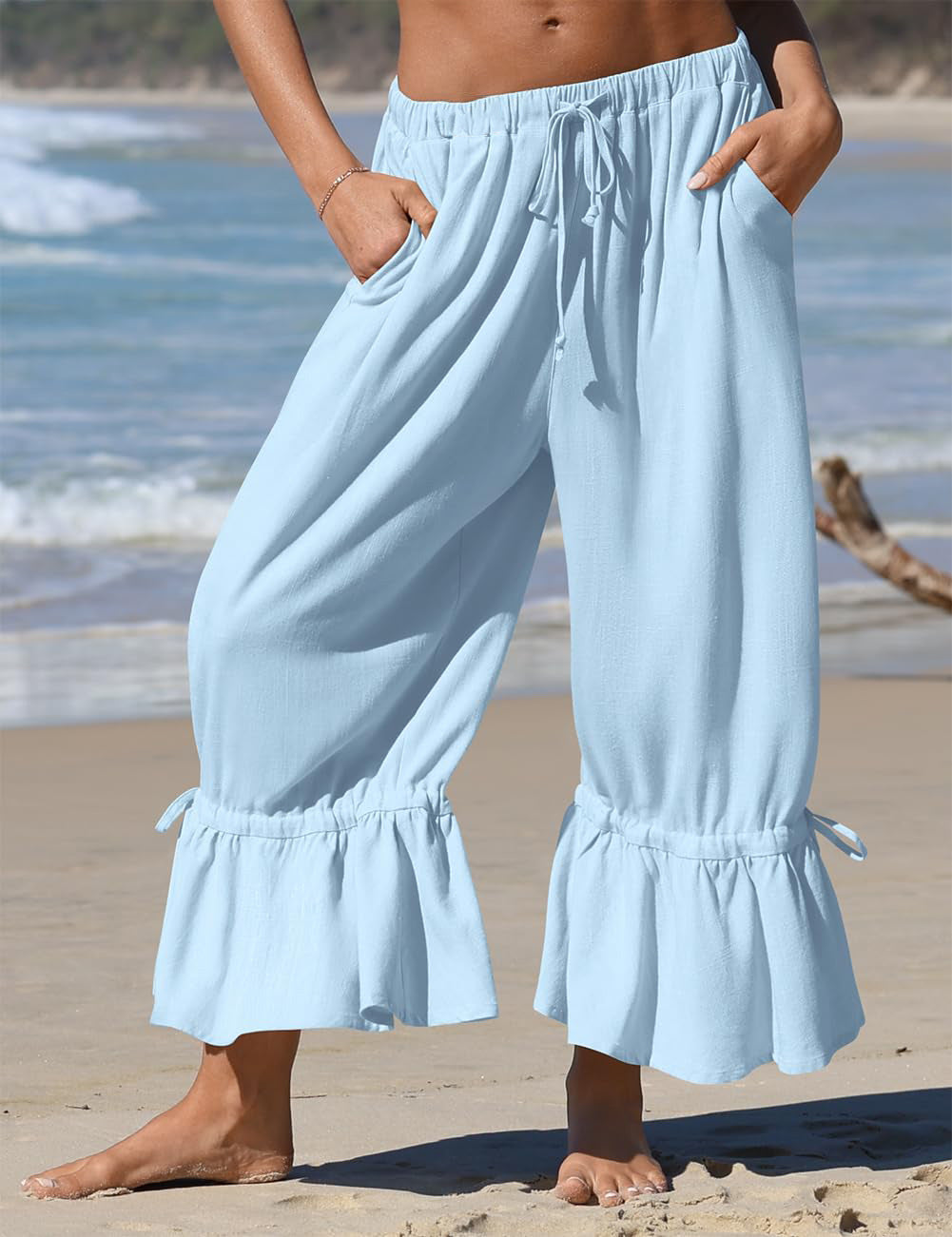 Amazon European and American Style Linen Wide-Leg Pants