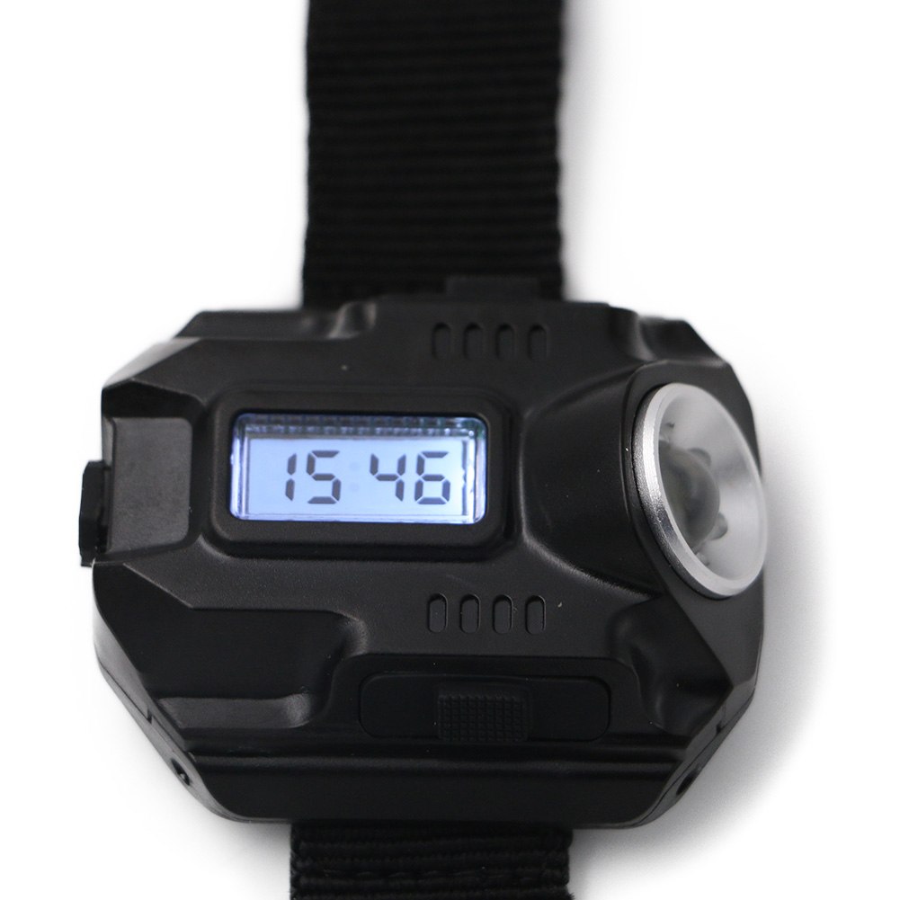 LED montre de poche lampe de poche portable USB light charge 4 mode lumière tactique lampe de poche affichage de l'heure avec boussole