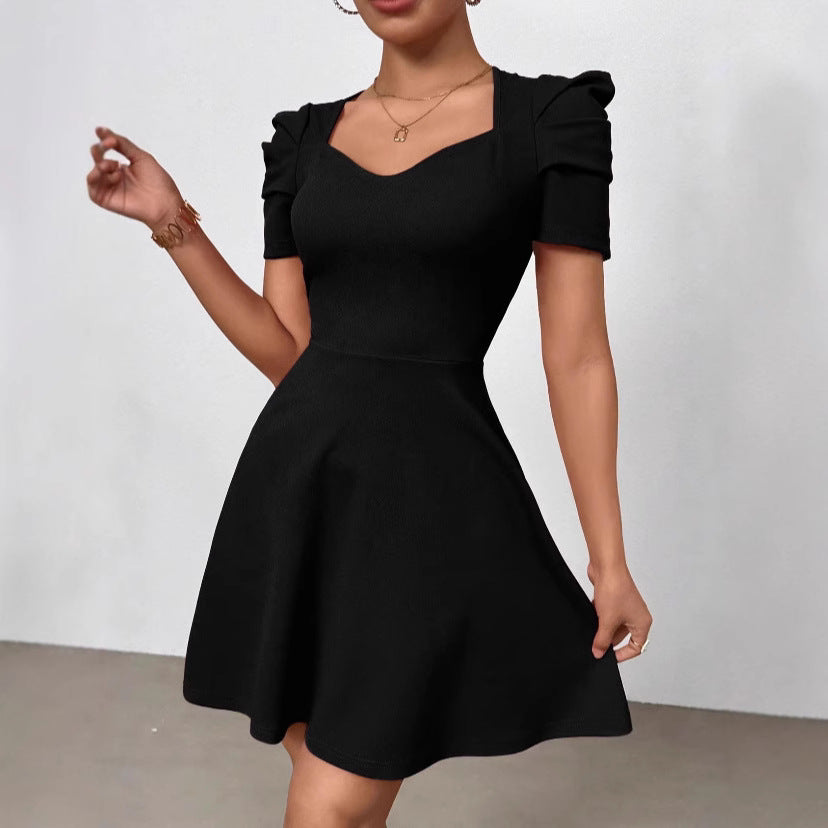 Robe élégante taille haute à encolure bateau pour femme