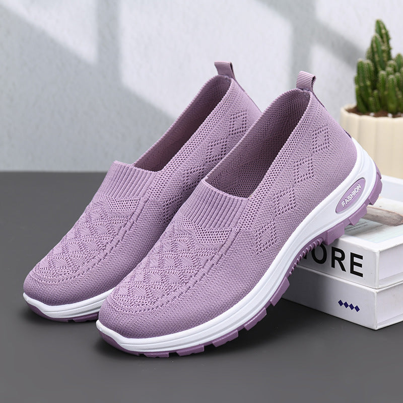 Women's Breathable Classic Style Soft Sole Non-Slip Flyknit Walking Shoes