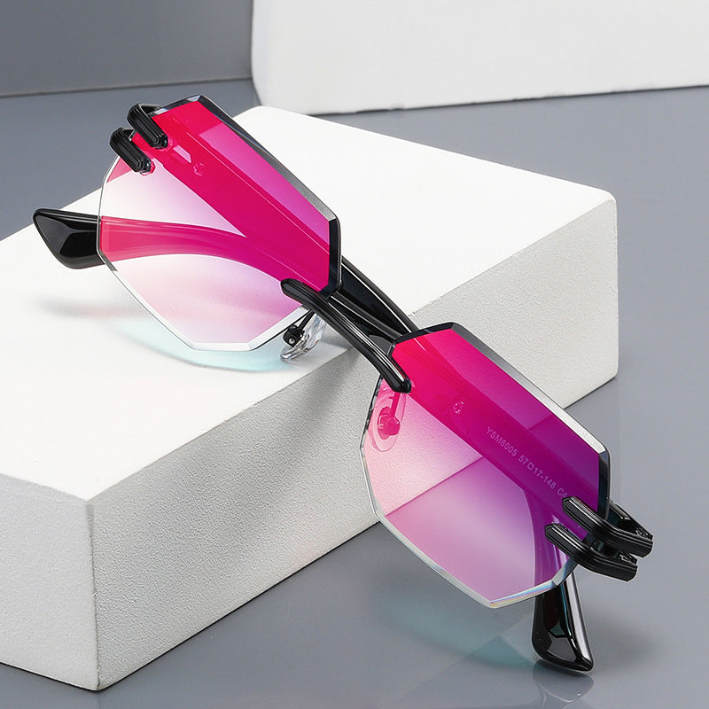 High-end Unisex Rimless Metal Sunglasses With UV Protection
