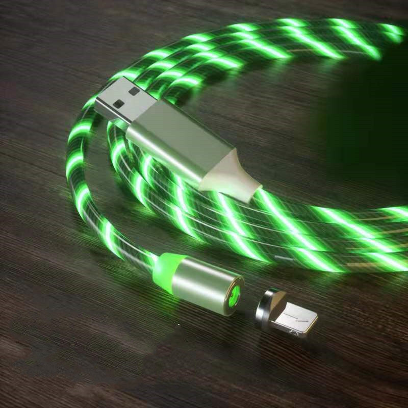 Magnetic Streamer Fast Charging Cable Lighting Micro USB Cable LED Magnet Charger Type-C Cable