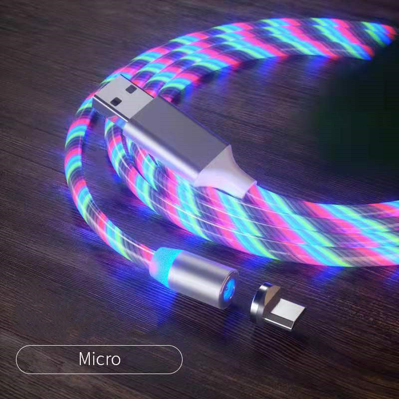 Magnetic Streamer Fast Charging Cable Lighting Micro USB Cable LED Magnet Charger Type-C Cable