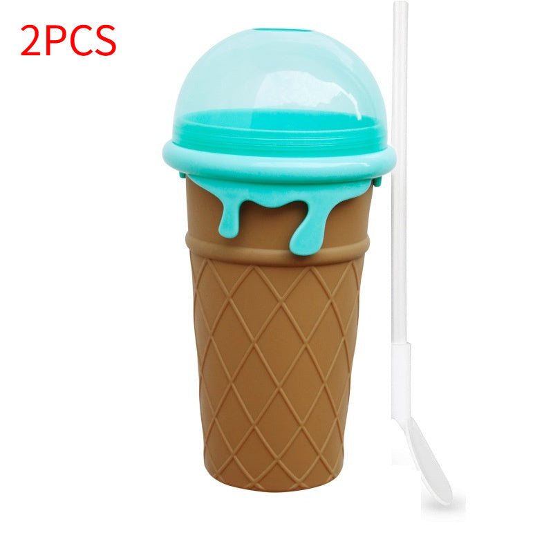 500ml Large Capacity Slushy Cup Summer Squeeze Homemade Juice Water Bottle Quick-Frozen Smoothie Sand Cup Pinch Fast Cooling Magic Ice Cream Slushy Maker Mug Kitchen Gadgets