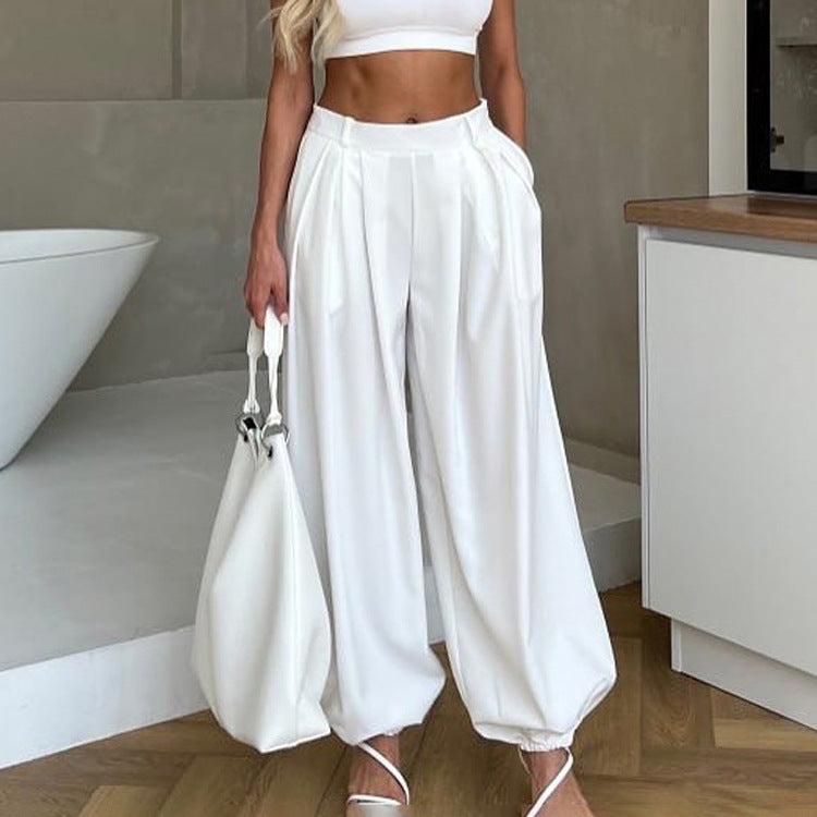 White High-Waisted Balloon Pants