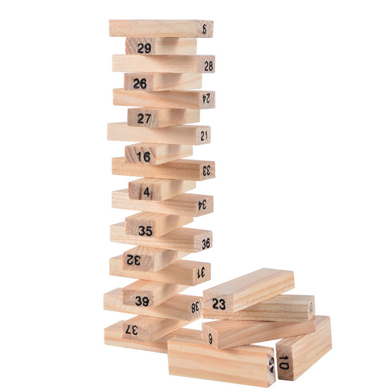 54-Layer Digital Logs Children's Early Education Puzzle Small Bricks Pro Creative Jenga Desktop Game