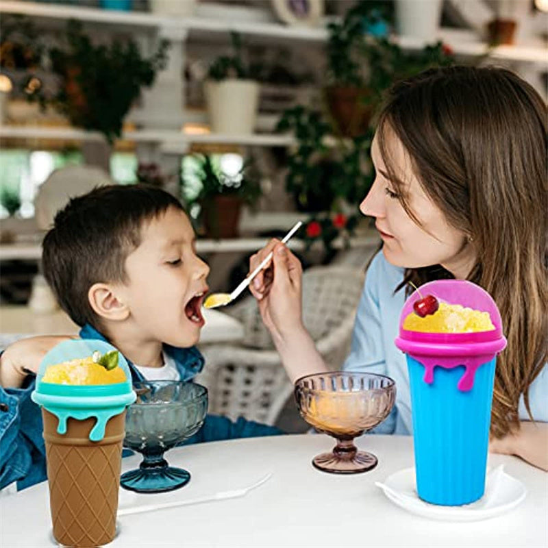 500ml Large Capacity Slushy Cup Summer Squeeze Homemade Juice Water Bottle Quick-Frozen Smoothie Sand Cup Pinch Fast Cooling Magic Ice Cream Slushy Maker Mug Kitchen Gadgets