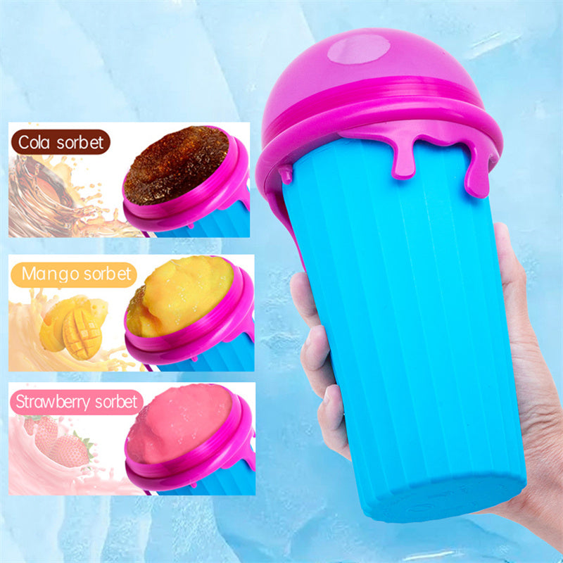 500ml Large Capacity Slushy Cup Summer Squeeze Homemade Juice Water Bottle Quick-Frozen Smoothie Sand Cup Pinch Fast Cooling Magic Ice Cream Slushy Maker Mug Kitchen Gadgets
