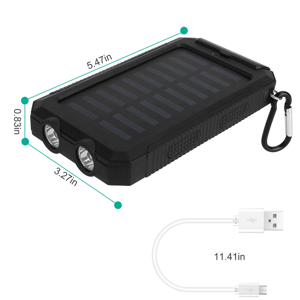 1Pc 1W mAh Solar Power Bank External Battery Pack Dual USB Interface Outdoor Charger With Battery Indicators SOS LED Lights Compass Camping Hiking