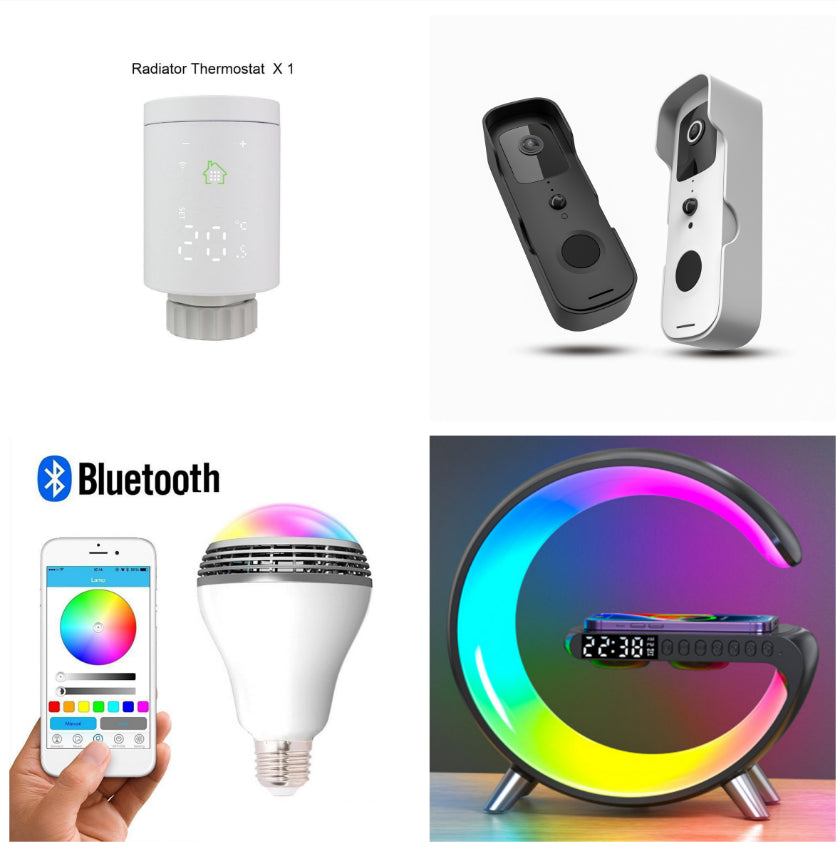 Smart Atmosphere Lamp Bluetooth Speaker Wireless Charger Bedside Lamp Sunrise Wake-up Light Polar Lamp Alarm Clock