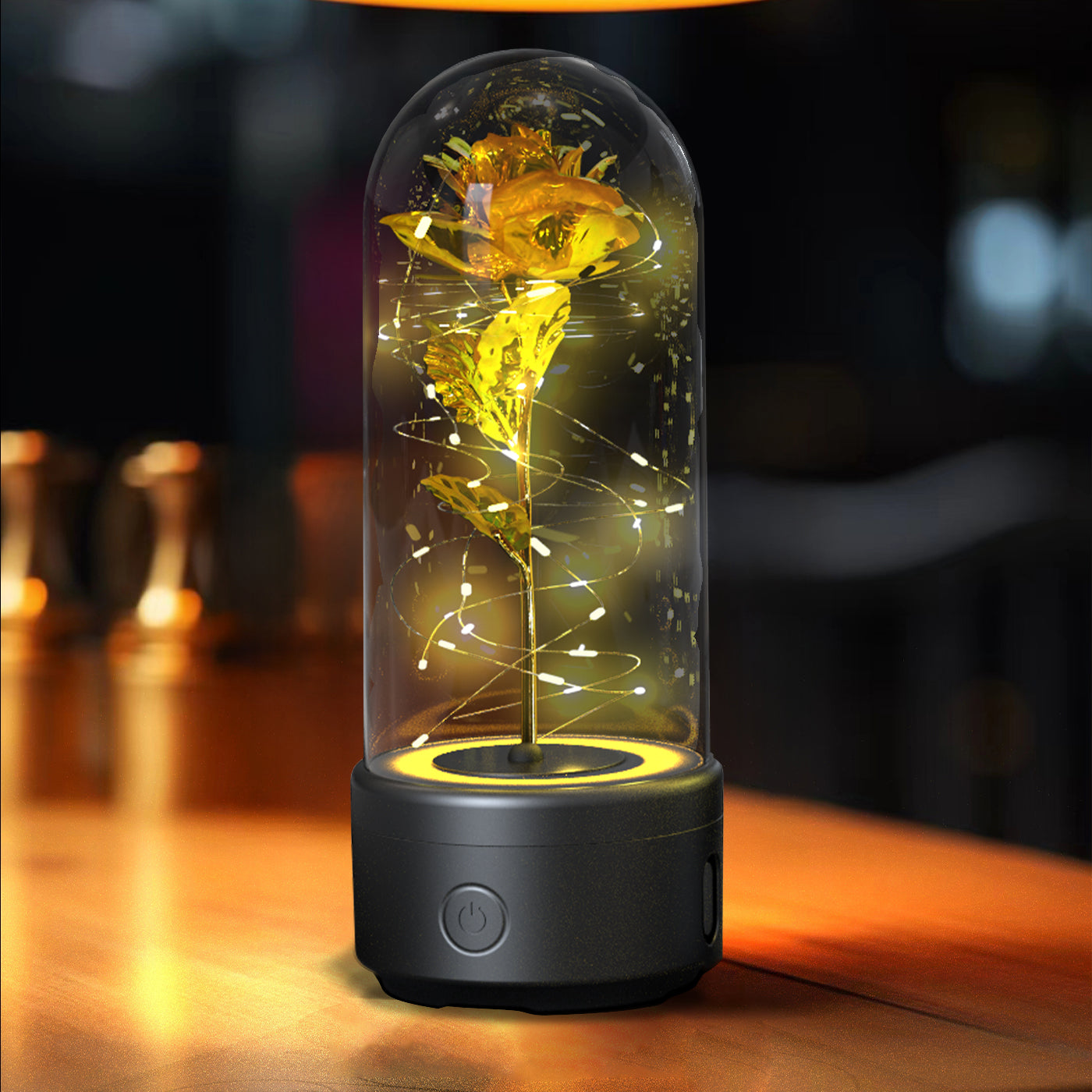 Creative 2-in-1 LED Rose Flower Valentine's Day Gift, Luminous Rose Night Light Ornament in Glass Dome