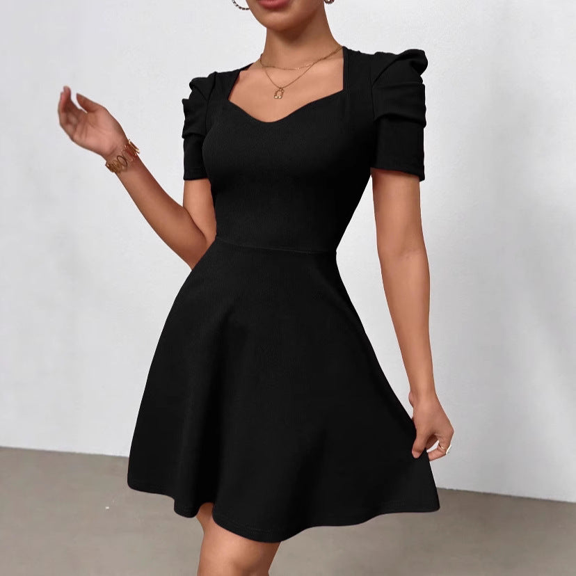 Robe élégante taille haute à encolure bateau pour femme