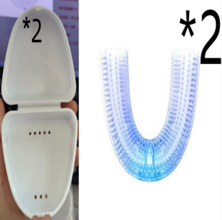 360 Degrees Intelligent Automatic Electric Toothbrush Waterproof U Type Tooth Brush Whitening Blue Light USB Charging