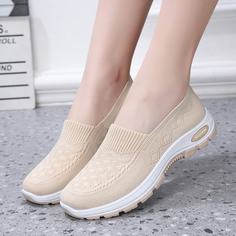 Women's Breathable Classic Style Soft Sole Non-Slip Flyknit Walking Shoes