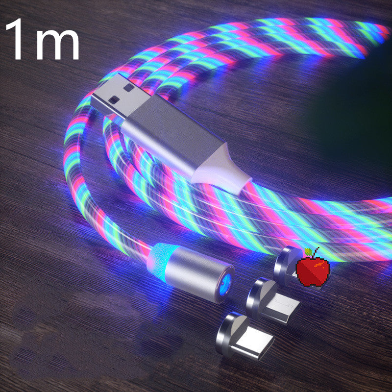 Magnetic Streamer Fast Charging Cable Lighting Micro USB Cable LED Magnet Charger Type-C Cable