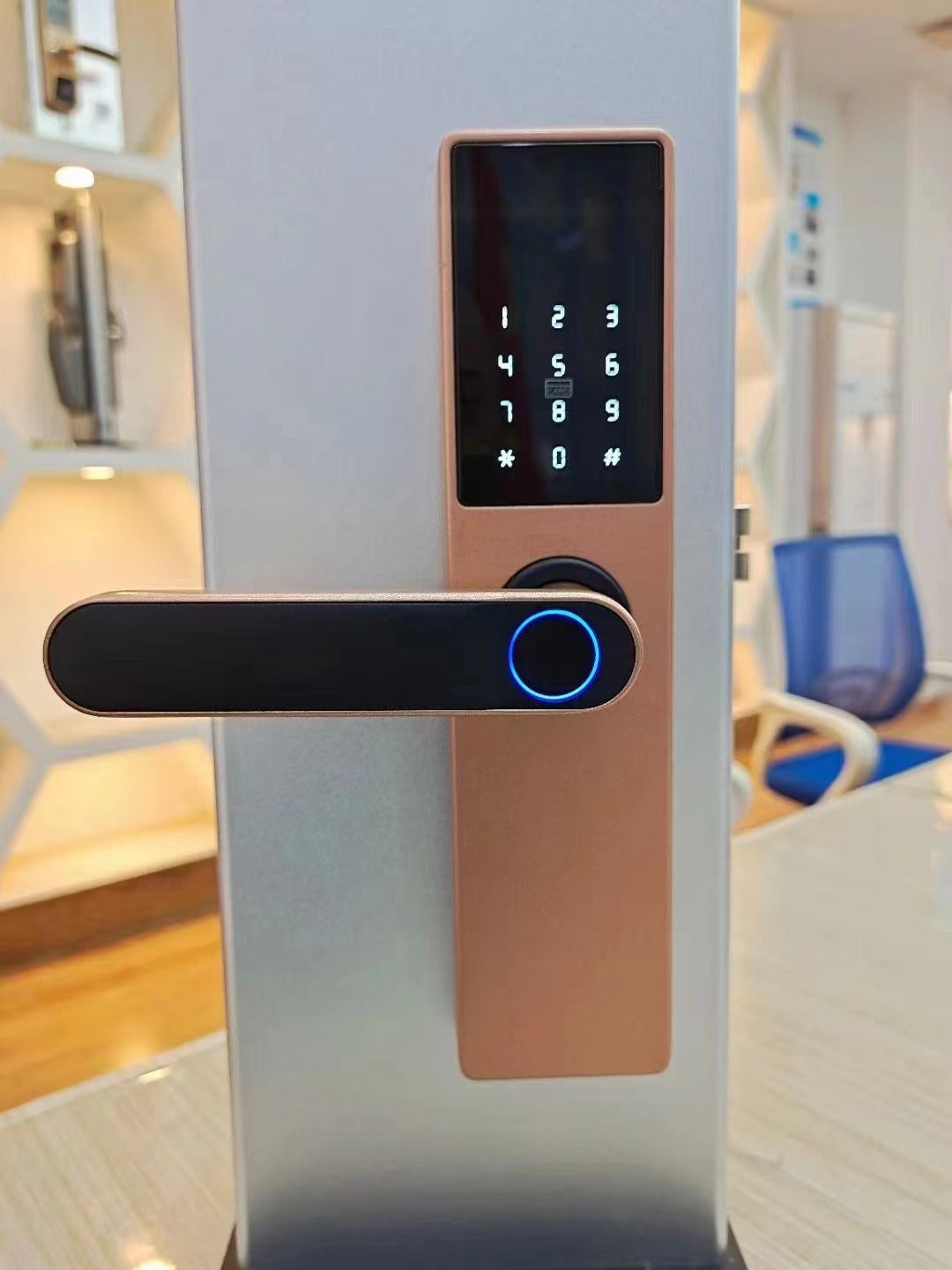 wooden door fingerprint lock