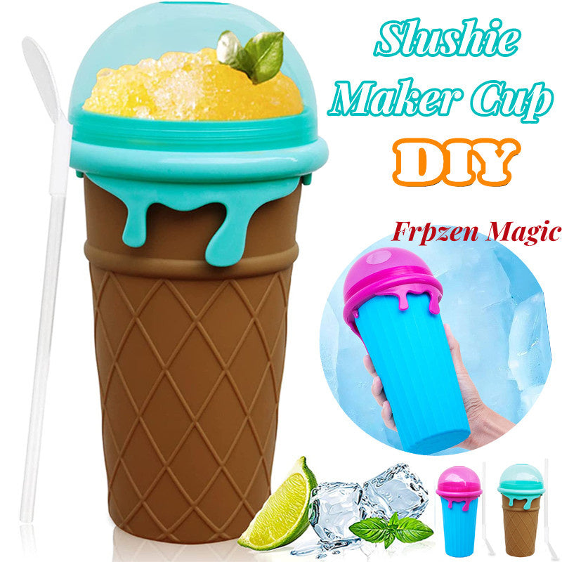500ml Large Capacity Slushy Cup Summer Squeeze Homemade Juice Water Bottle Quick-Frozen Smoothie Sand Cup Pinch Fast Cooling Magic Ice Cream Slushy Maker Mug Kitchen Gadgets
