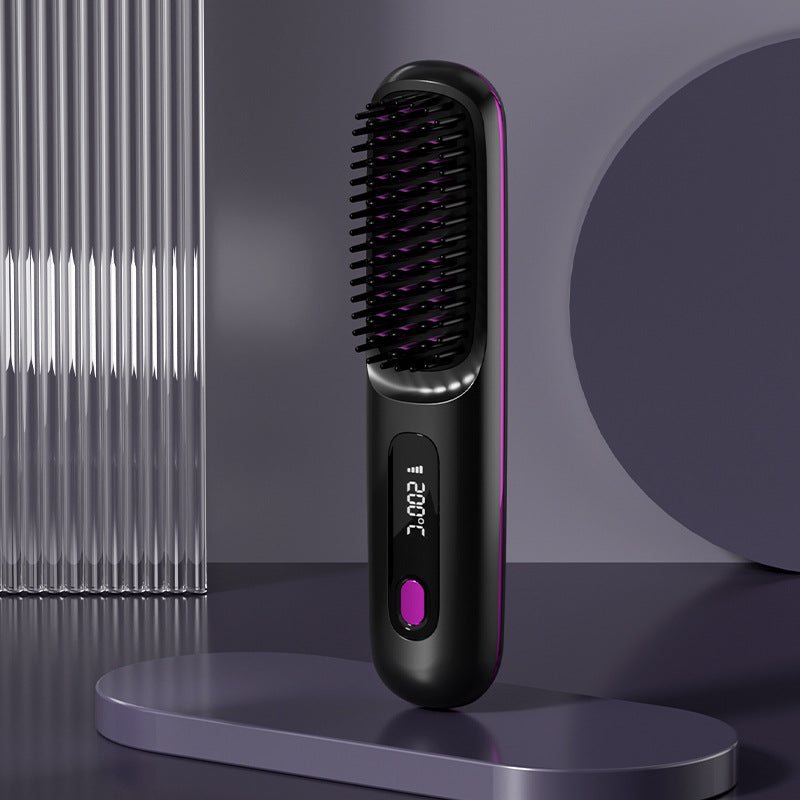 Cordless Hair Straightener, 2-in-1 Mini Roller USB 5000mAh Max 200 Degrees, 4-Level Portable Cordless Curler, Dry and Wet Use