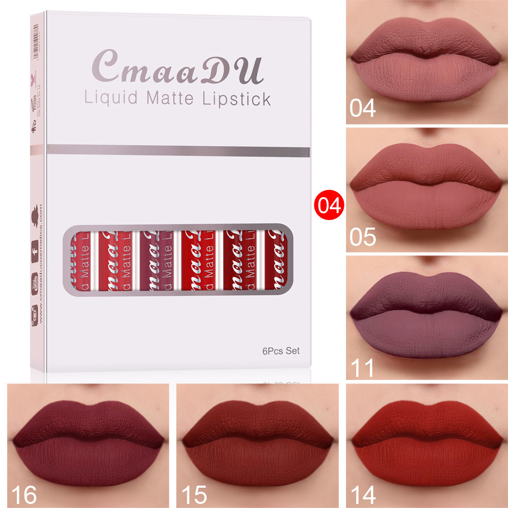 6 Boîtes De Rouge à Lèvres Mat Antiadhésif Imperméable Brillant à Lèvres Longue Durée