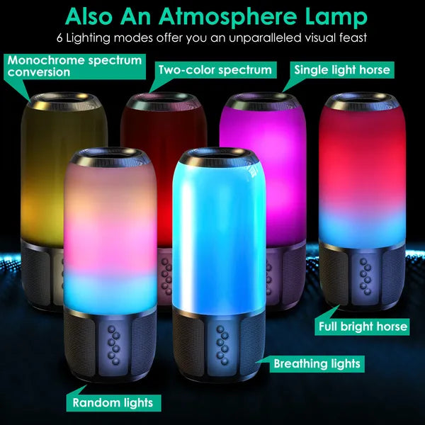 Enceinte portable sans fil Haut-parleur stéréo avec lumière changeante Radio de fête Enceinte TWS pour la maison, l'extérieur et les voyages