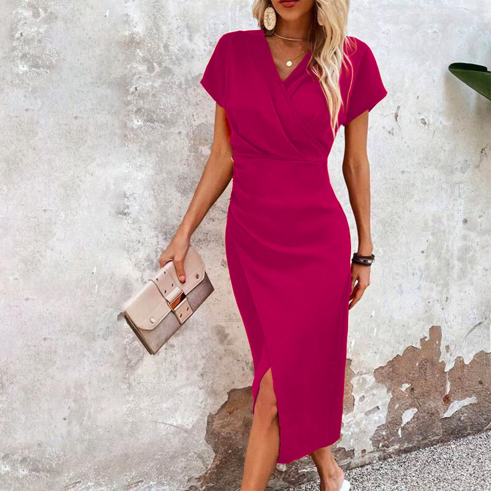 Women's Casual V-Neck Waist Hugging Dress