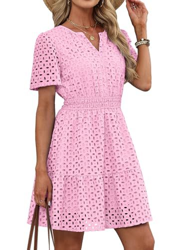 Women's Hollow-out Lace Short-sleeve Dress