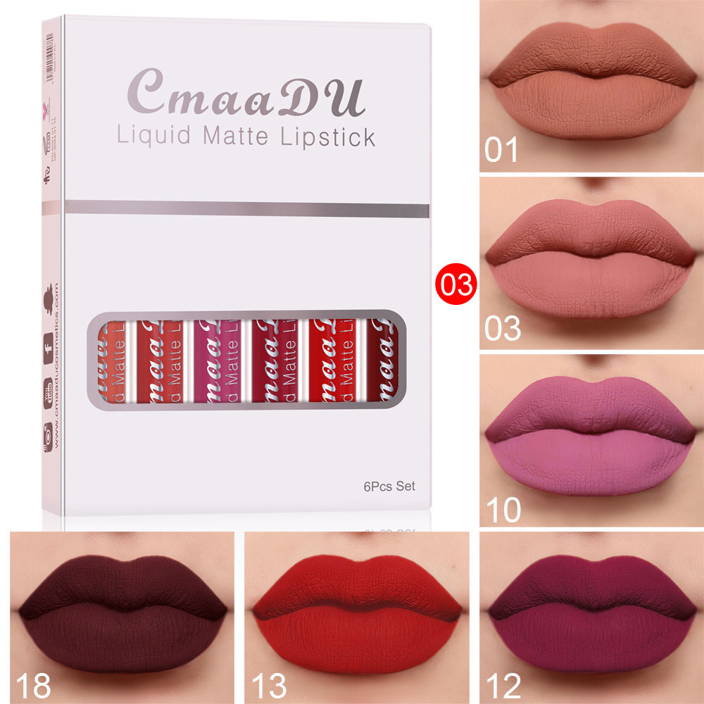 6 Boîtes De Rouge à Lèvres Mat Antiadhésif Imperméable Brillant à Lèvres Longue Durée