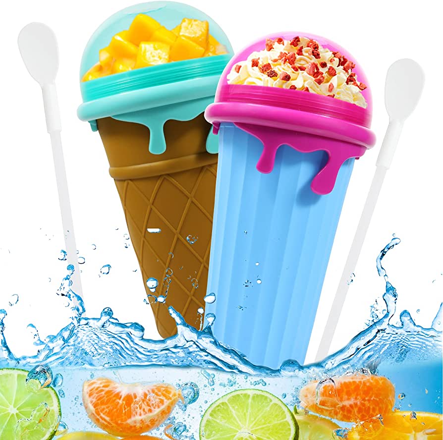500ml Large Capacity Slushy Cup Summer Squeeze Homemade Juice Water Bottle Quick-Frozen Smoothie Sand Cup Pinch Fast Cooling Magic Ice Cream Slushy Maker Mug Kitchen Gadgets