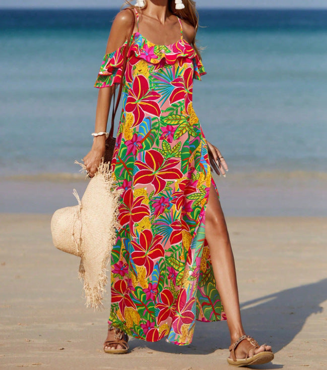 Women's French Style Polka Dot Off Shoulder Summer Dress