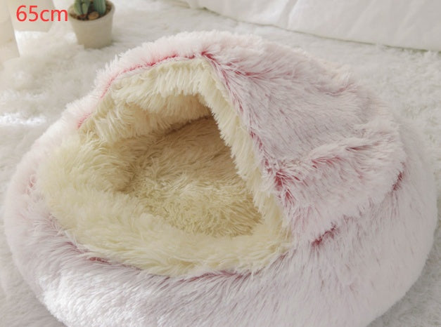 2-in-1 Dog and Cat Bed, Pet Winter Bed, Round Plush Warm Bed House, Soft Long Plush Pets Bed, Pet Products
