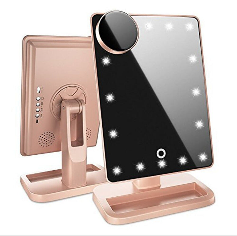 Touch Screen Makeup Mirror With 20 LED Lights Bluetooth Music Speaker 10X Magnifying Mirror Lights