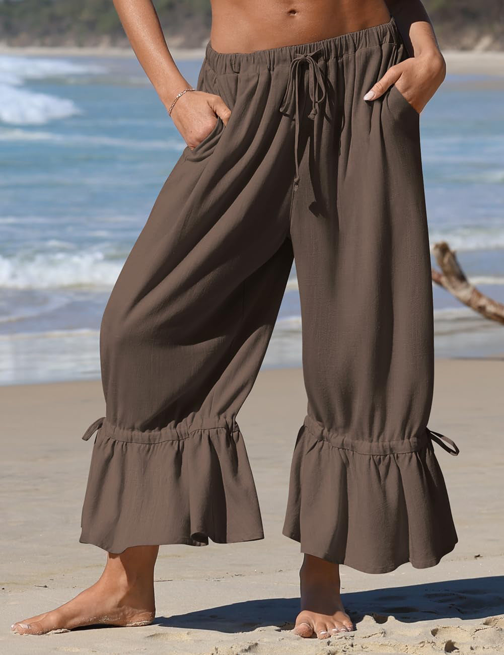 Amazon European and American Style Linen Wide-Leg Pants