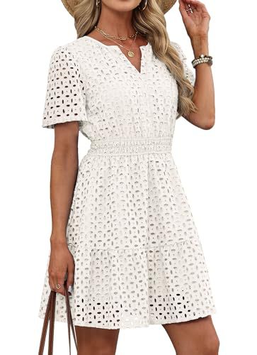 Women's Hollow-out Lace Short-sleeve Dress