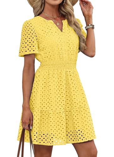 Women's Hollow-out Lace Short-sleeve Dress