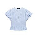 Ruffled Puff-Sleeve Blouse Top